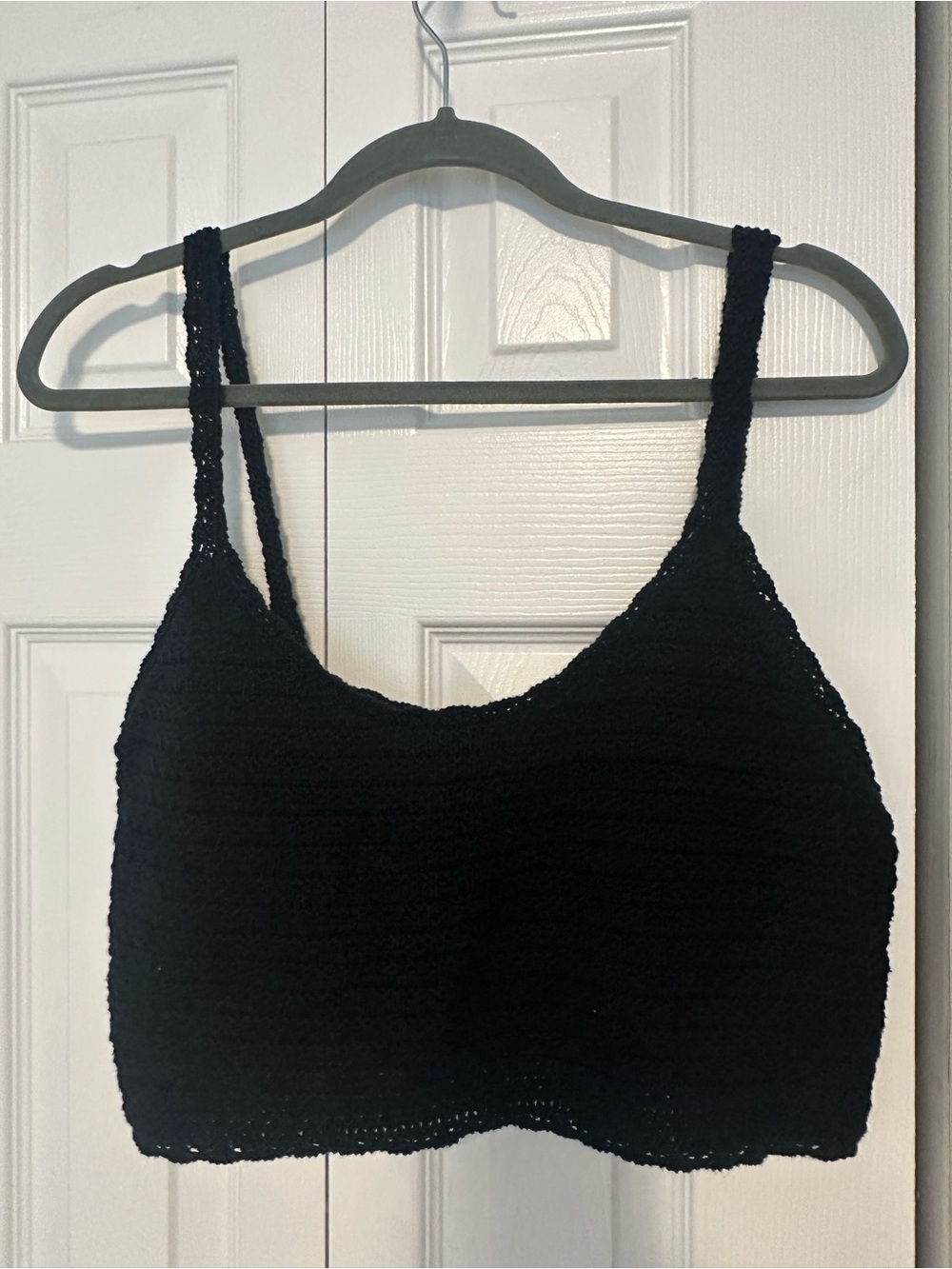 Aerie Black Crochet Cropped Tank Top